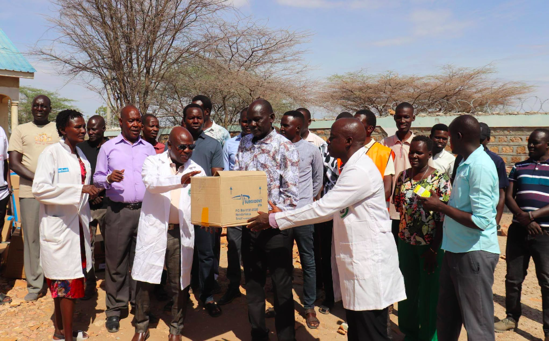 Veterinary officers vaccinating livestock during a disease control campaign in Turkana