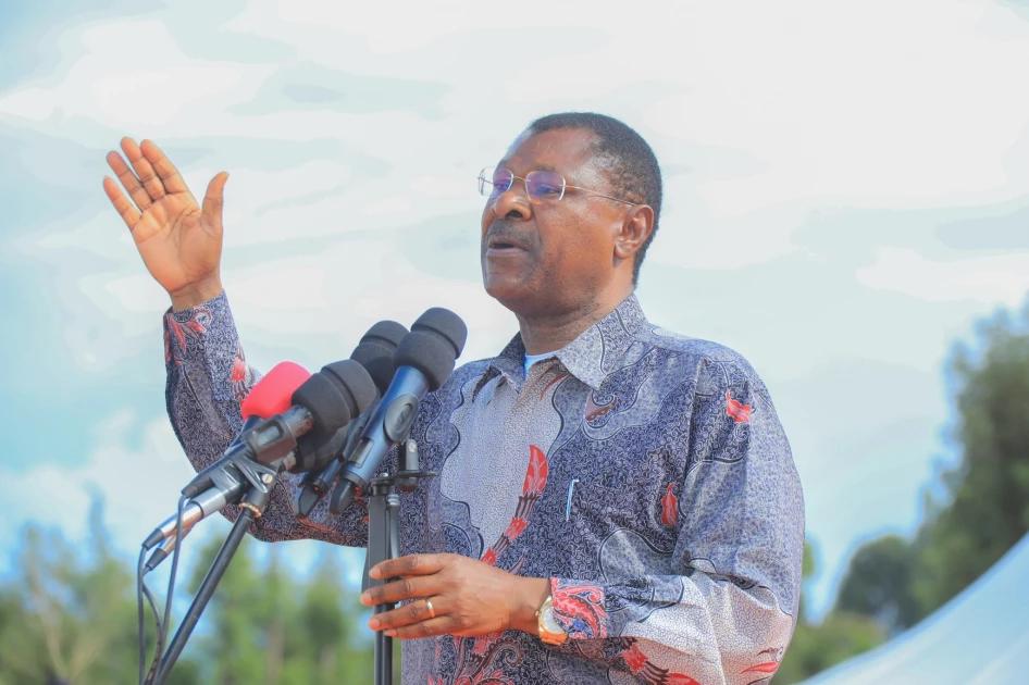National Assembly Speaker Moses Wetang’ula addresses residents at a public event in Bungoma County.