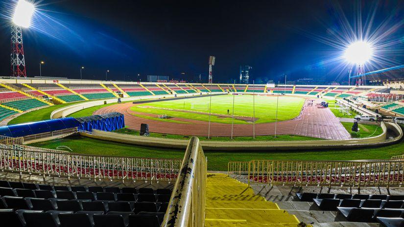 Nyayo National Stadium illuminated by floodlights ahead of the Gor Mahia versus Murang’a SEAL SportPesa League fixture.